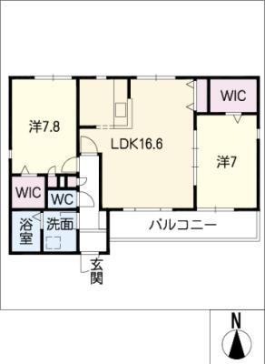 ヴァンベール社台(2LDK/1階)の間取り写真