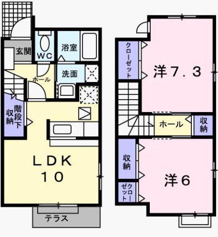 プレインカーサ(2LDK/1階)の間取り写真