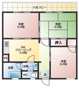 井上コーポ(3DK/2階)の間取り写真