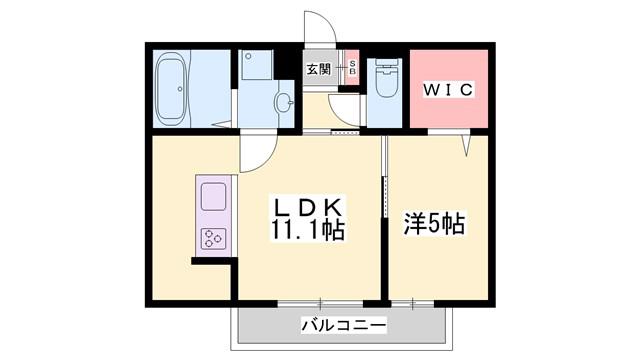 FELICE CASA B棟(1LDK/2階)の間取り写真