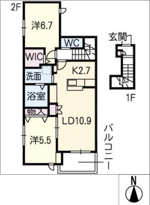RUSHU(2LDK/2階)の間取り写真