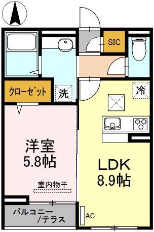 PRENDRE SIMONS(1LDK/2階)の間取り写真