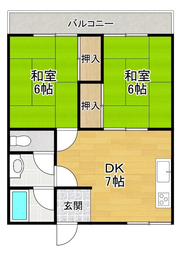 小篠マンション(2DK/2階)の間取り写真