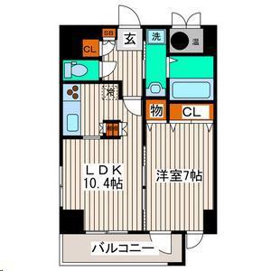 USビル(1LDK/9階)の間取り写真