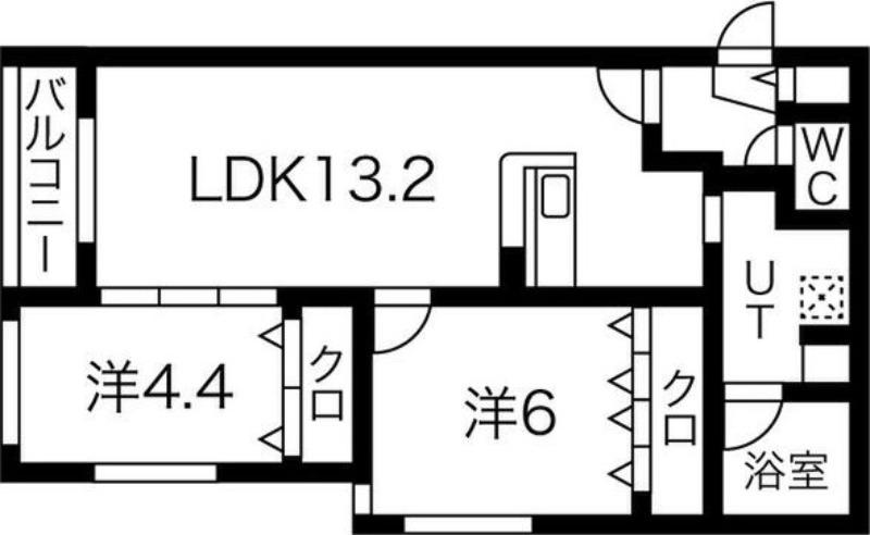 ヴォヤージュ円山(2LDK/4階)の間取り写真
