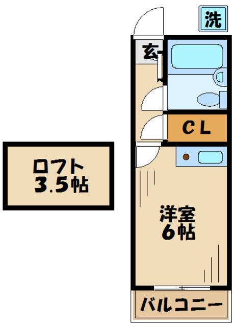 コーポアメニティII(ワンルーム/1階)の間取り写真