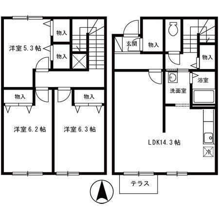 十日市アパート(3LDK/1階)の間取り写真