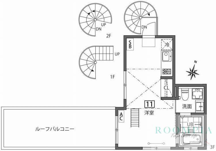 グランエッグス洗足池(ワンルーム/3階)の間取り写真