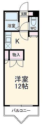 レジデンスコア(ワンルーム/2階)の間取り写真