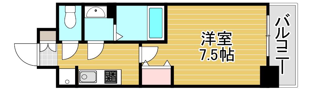 ソルテラスOSAKAJO EST(1K/6階)の間取り写真