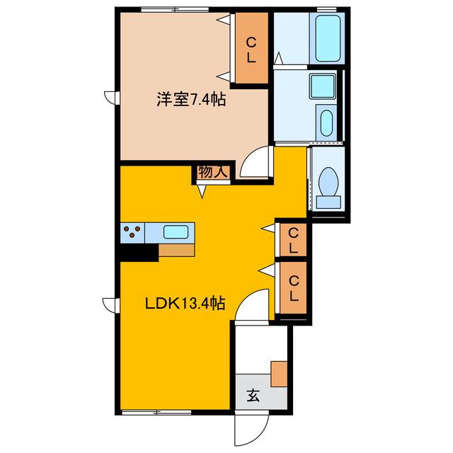 プランドールきざし(1LDK/1階)の間取り写真