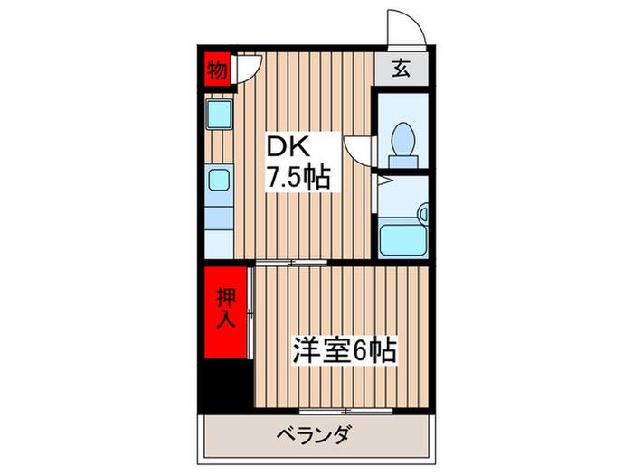 金森マンション(1DK/2階)の間取り写真