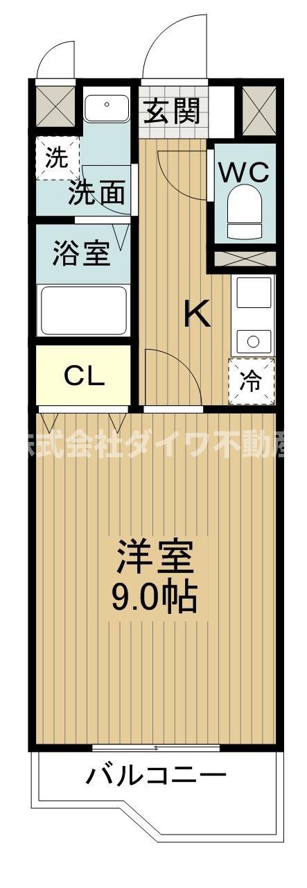 グランデュール(1K/3階)の間取り写真