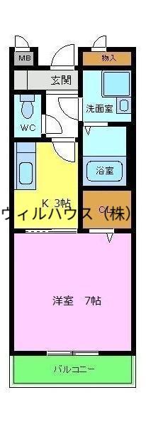 グレイスフルタウンⅠ(1K/2階)の間取り写真