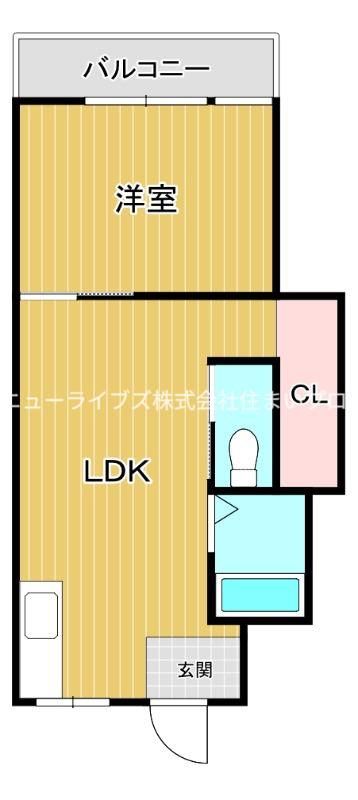 ハッピーヒルズ梶町(1LDK/2階)の間取り写真