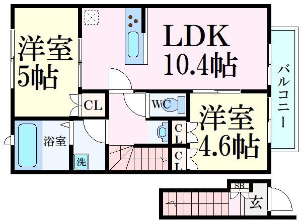 MISTRAL別所II(2LDK/2階)の間取り写真