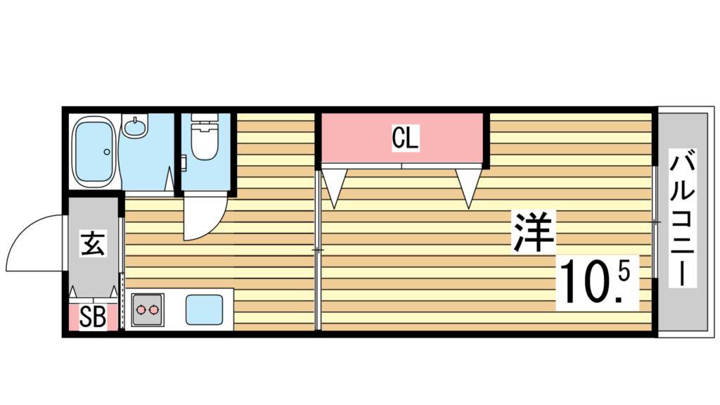 ハイム夢野(1DK/3階)の間取り写真