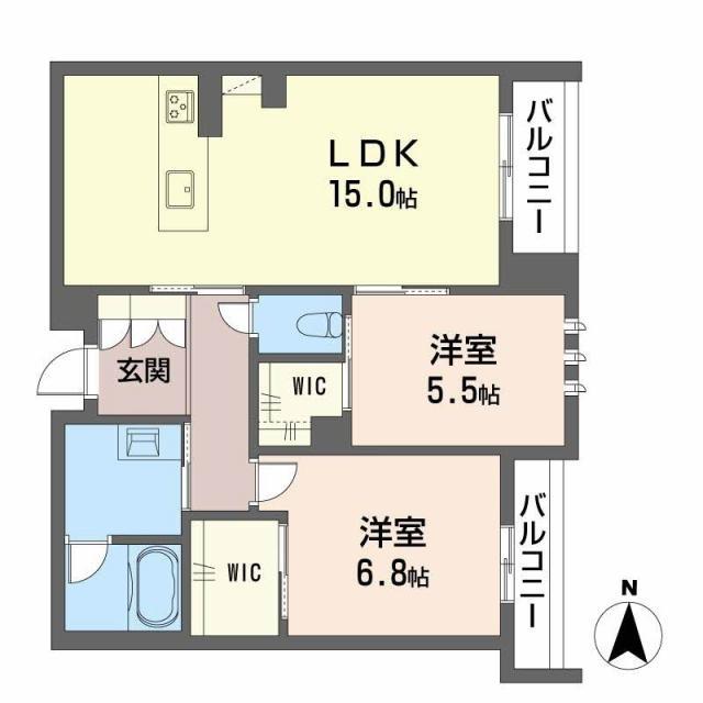 K&Jフォレストライト(2LDK/2階)の間取り写真