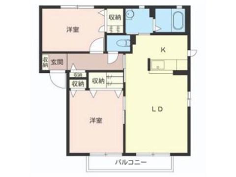 グランシード大間B(2LDK/1階)の間取り写真