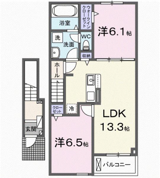 アルソーレ芳川(2LDK/2階)の間取り写真