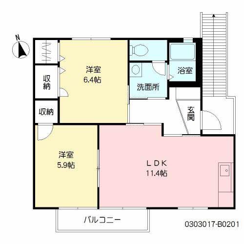 それいゆ・弐番館(2LDK/2階)の間取り写真
