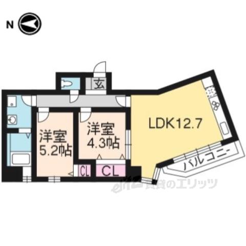 ウェーブ(2LDK/2階)の間取り写真