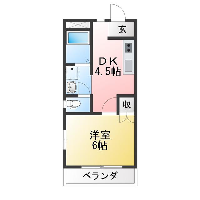 コートヴィレッジC(1DK/3階)の間取り写真