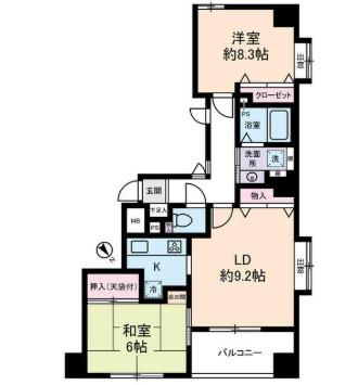 セザールリバーサイド中州(2LDK/2階)の間取り写真