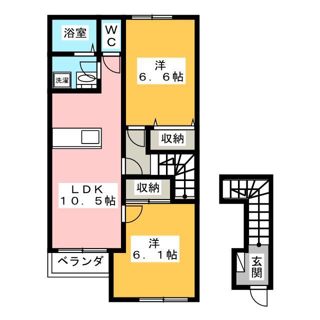 ヴェールメゾン(2LDK/2階)の間取り写真