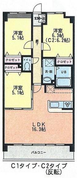 GOLDEN LEO(3LDK/3階)の間取り写真