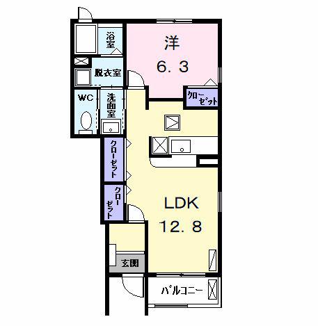 プラシード(1LDK/1階)の間取り写真