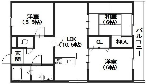 ルミエール円山(3LDK/1階)の間取り写真