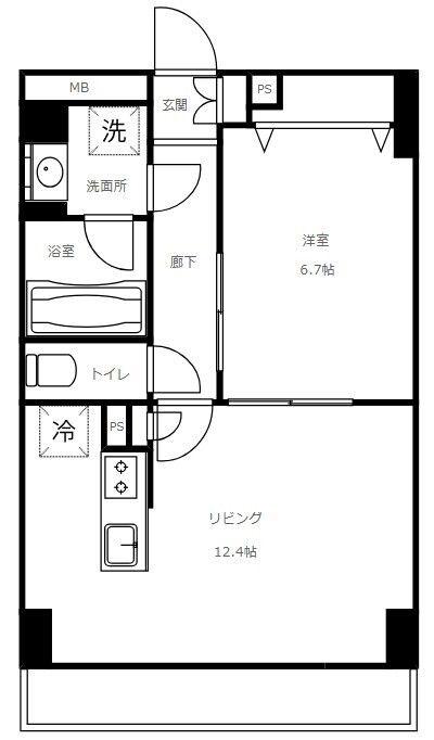 ドメーヌ神楽坂(1LDK/2階)の間取り写真