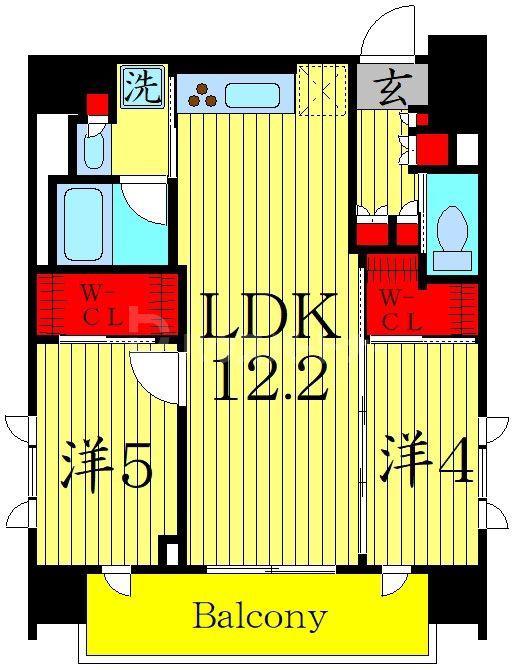 クレヴィアリグゼ錦糸町(2LDK/13階)の間取り写真
