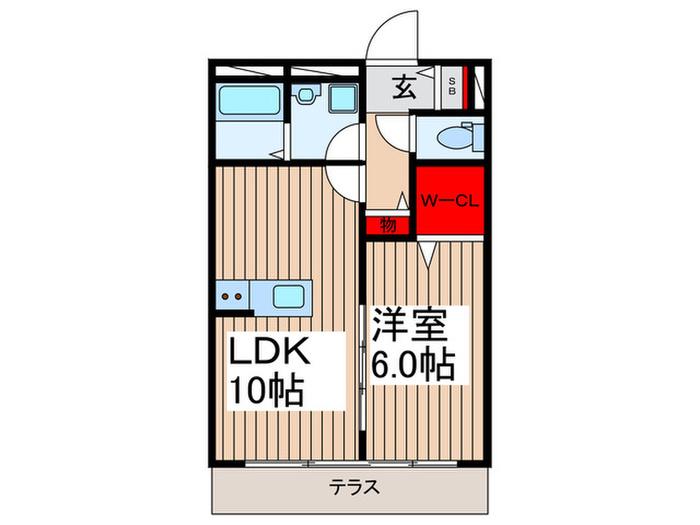 アビテヴェール志木 B棟(1LDK/1階)の間取り写真