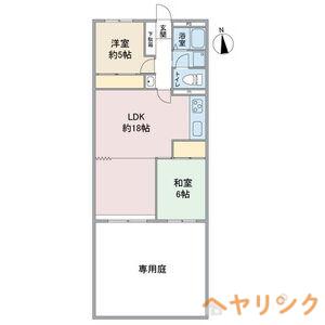 ドミール東山(2LDK/1階)の間取り写真