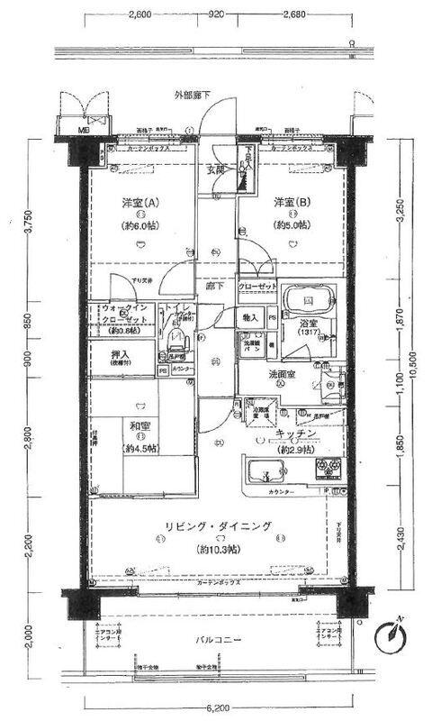 アイディスクエア伊奈丸山(3LDK/4階)の間取り写真