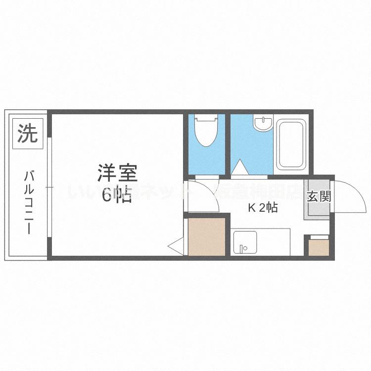 リバティ内代(1K/8階)の間取り写真