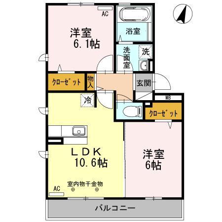 アドヴァンセルB.BII(2LDK/3階)の間取り写真