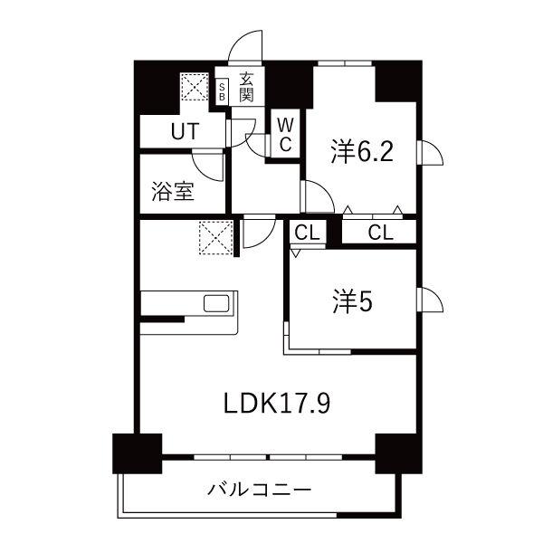 トレヴィ高岳(2LDK/11階)の間取り写真