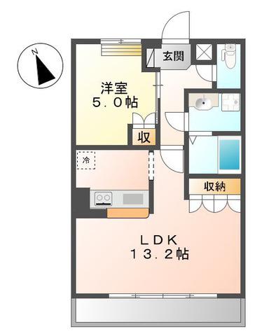 プリムベールⅡ(1LDK/2階)の間取り写真