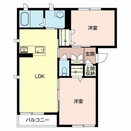 オースリー八幡(2LDK/2階)の間取り写真
