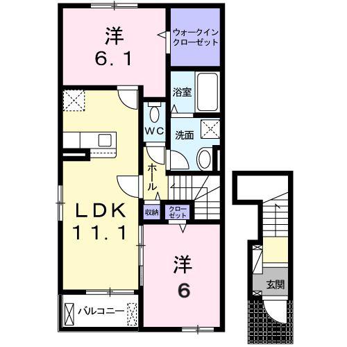 ラ・フェリーチェ A(2LDK/2階)の間取り写真