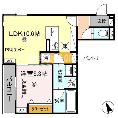 CHAINON(1LDK/1階)の間取り写真