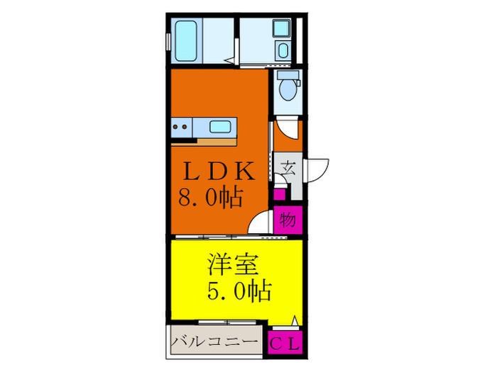 ALEGRIA千里丘東(1LDK/1階)の間取り写真