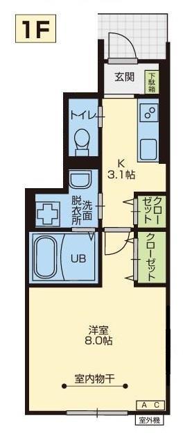 コンフォートグレイス B(1K/1階)の間取り写真