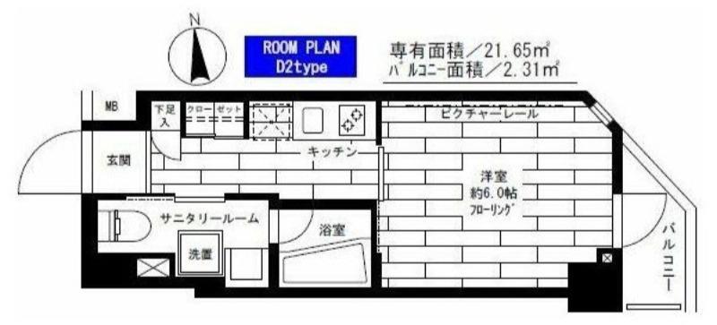 ステージグランデ馬込アジールコート(1K/4階)の間取り写真