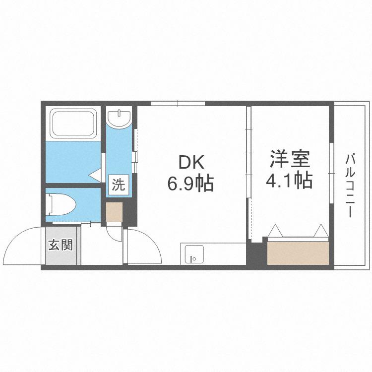 グランコンフォート札幌(1LDK/3階)の間取り写真