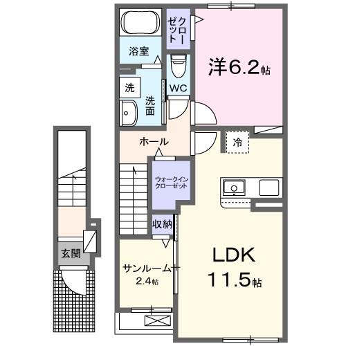 サニーガーデン(1SLDK/2階)の間取り写真