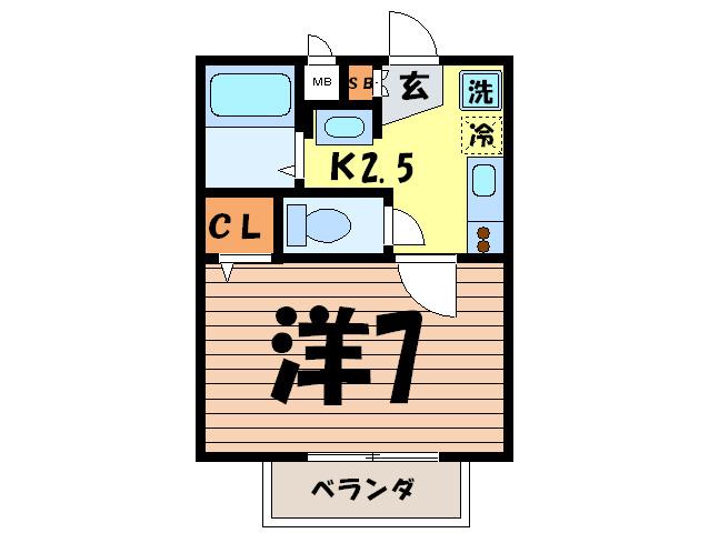 カーサKG(1K/1階)の間取り写真
